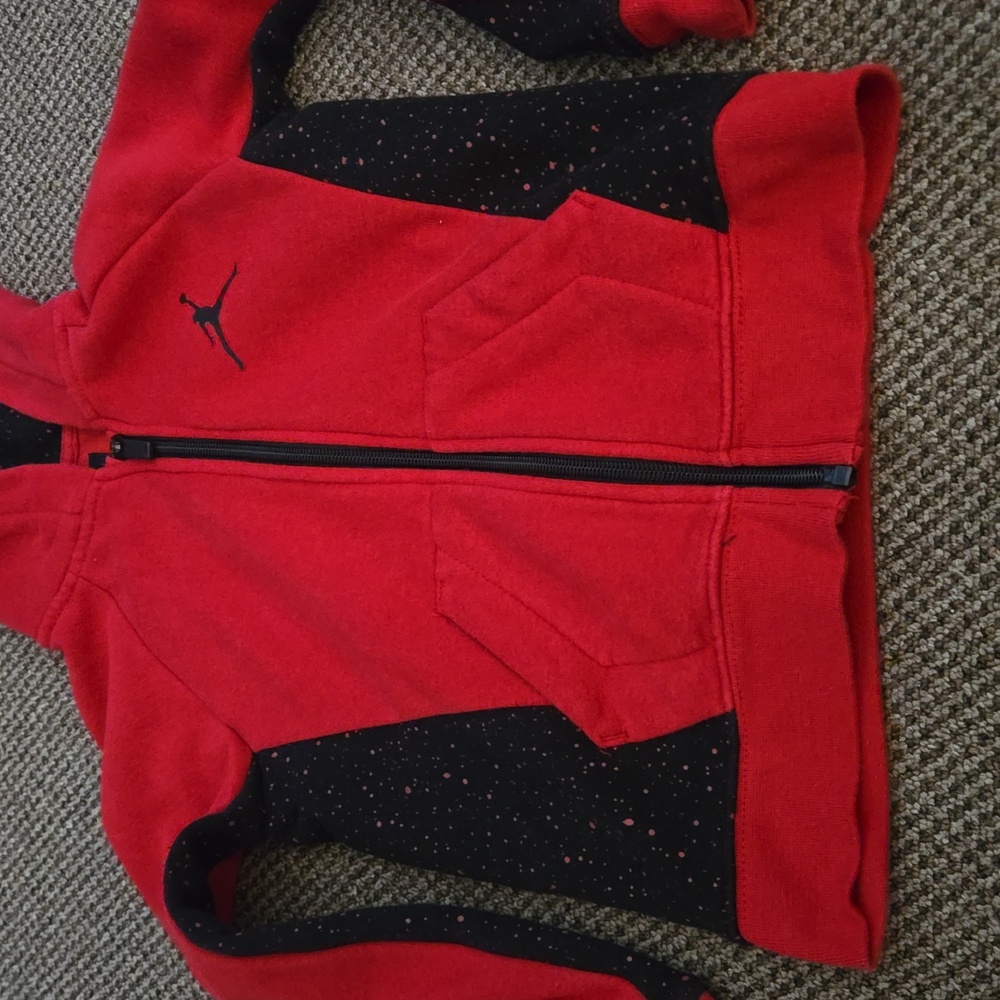 Boy's Jordan Red and Black Zip Up Hoodie - Picture 2 of 8
